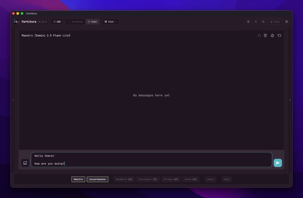 Partitura chat interface