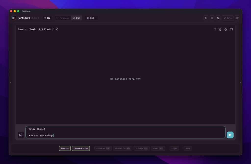 Partitura chat interface